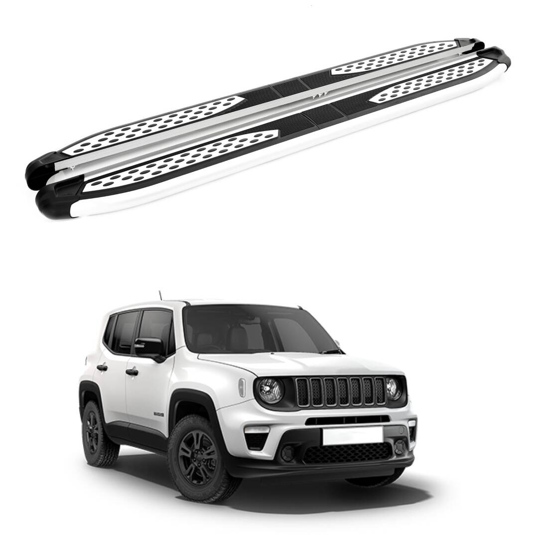 TURTLE Fits Jeep Renegade (Bu) 2015-2025 Side Step Plus Silver - 1