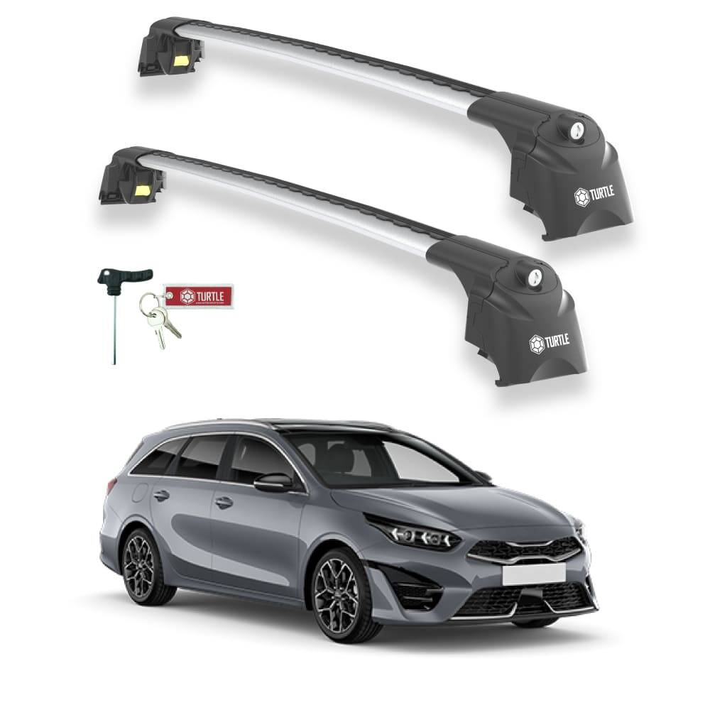 TURTLE Fits Kia Ceed Sportswagon (Cd) 2019-2025 Roof Rack Air2 Silver - 1