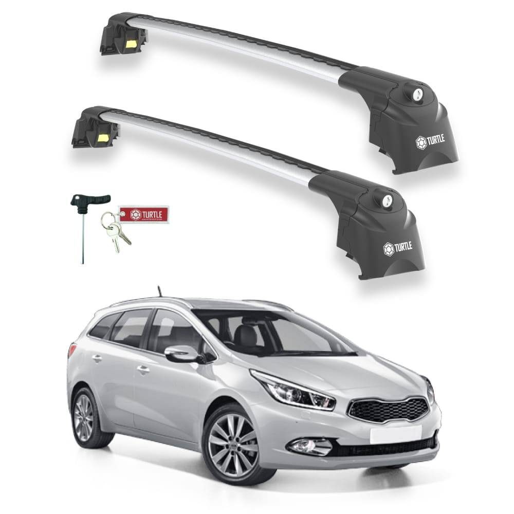 TURTLE Fits Kia Ceed Sportswagon (Jd) 2013-2018 Roof Rack Air2 Silver - 1