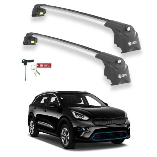 TURTLE Fits Kia Niro (De) 2017-2022 Roof Rack Air2 Silver
