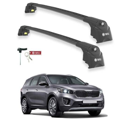 TURTLE Fits Kia Sorento Prime (Um) 2015-2020 Roof Rack Air2 Black