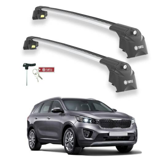 TURTLE Fits Kia Sorento Prime (Um) 2015-2020 Roof Rack Air2 Silver