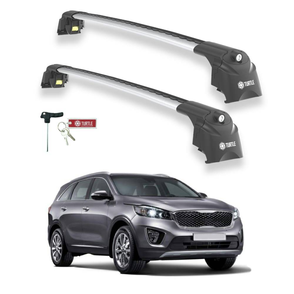 TURTLE Fits Kia Sorento Prime (Um) 2015-2020 Roof Rack Air2 Silver - 1