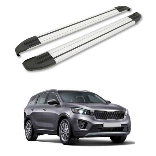 TURTLE Fits Kia Sorento Prime (Um) 2015-2020 Side Step Brillant Silver