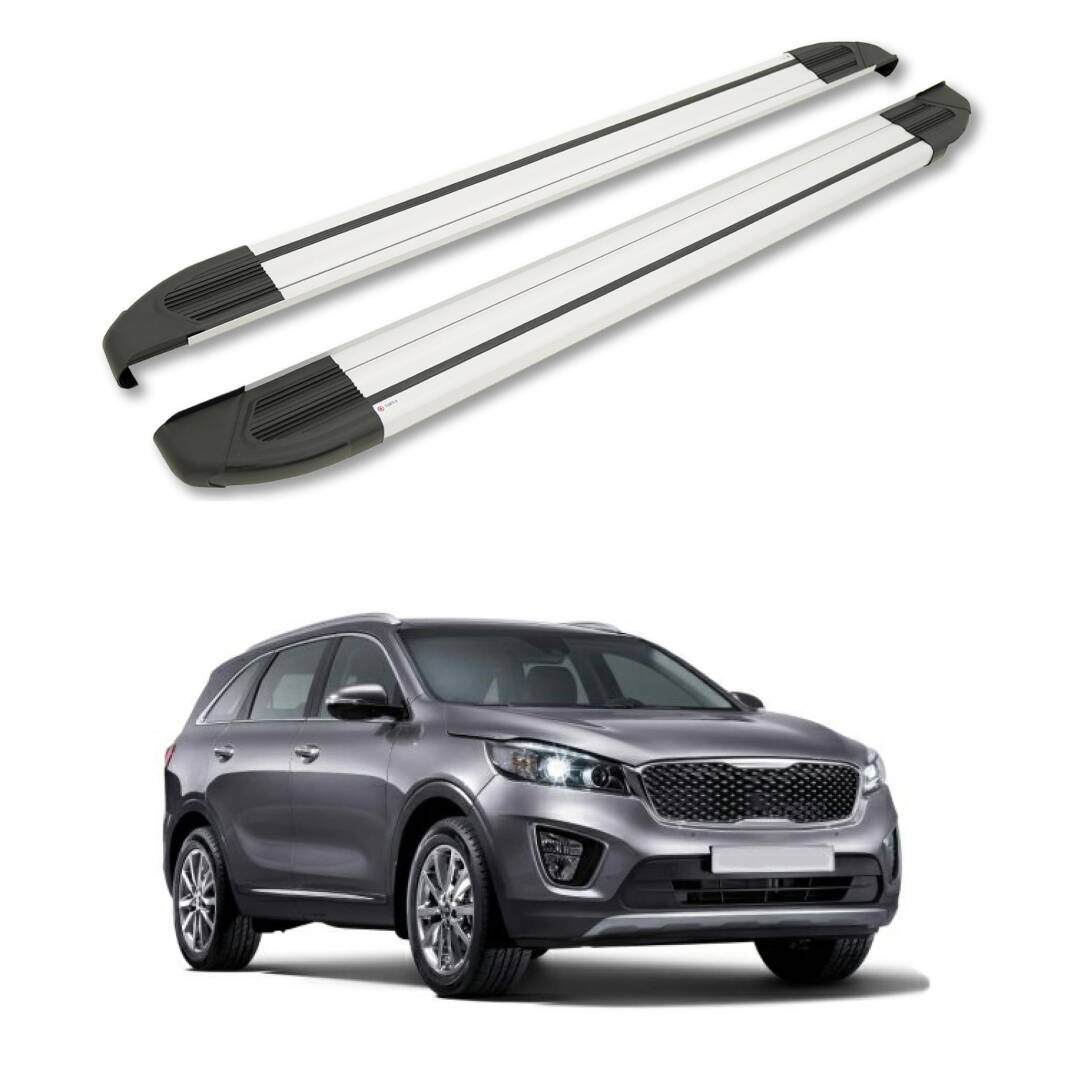 TURTLE Fits Kia Sorento Prime (Um) 2015-2020 Side Step Brillant Silver - 1