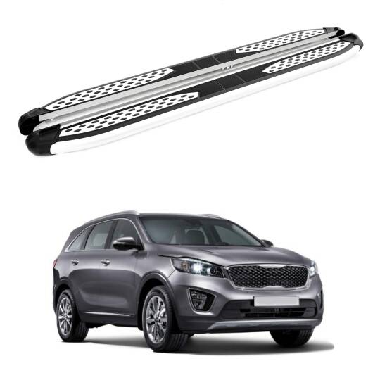 TURTLE Fits Kia Sorento Prime (Um) 2015-2020 Side Step Plus Silver