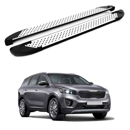 TURTLE Fits Kia Sorento Prime (Um) 2015-2020 Side Step Sapphire V1 Silver