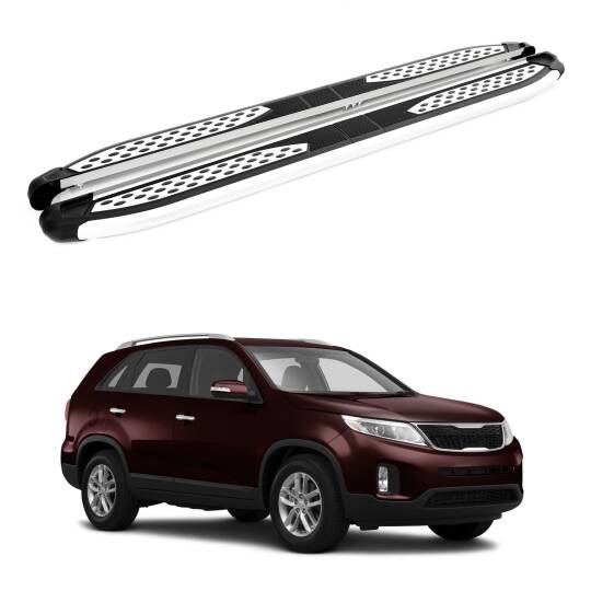 TURTLE Fits Kia Sorento (Xm) 2010-2015 Side Step Plus Silver