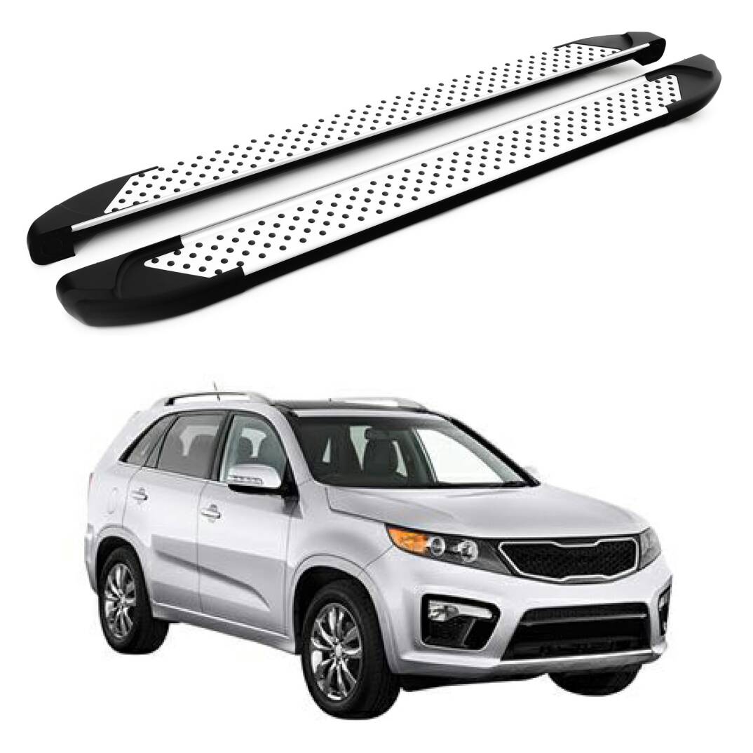 TURTLE Fits Kia Sorento (Xm) [Ru] 2010-2013 Side Step Sapphire V1 Silver - 1