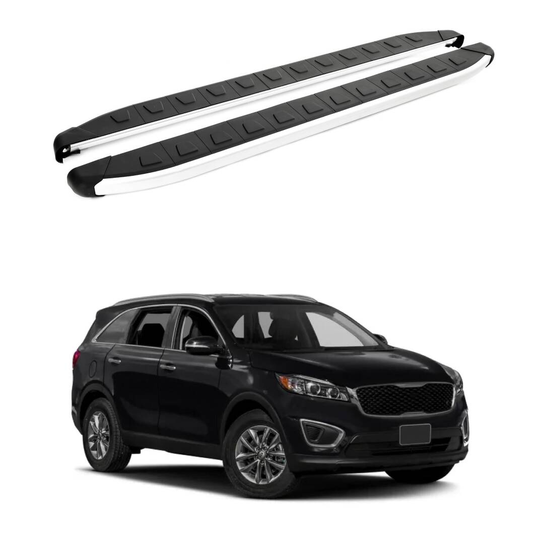 TURTLE Fits Kia Sorento (Xm) [Ru] 2013-2017 Side Step Alyans Silver - 1