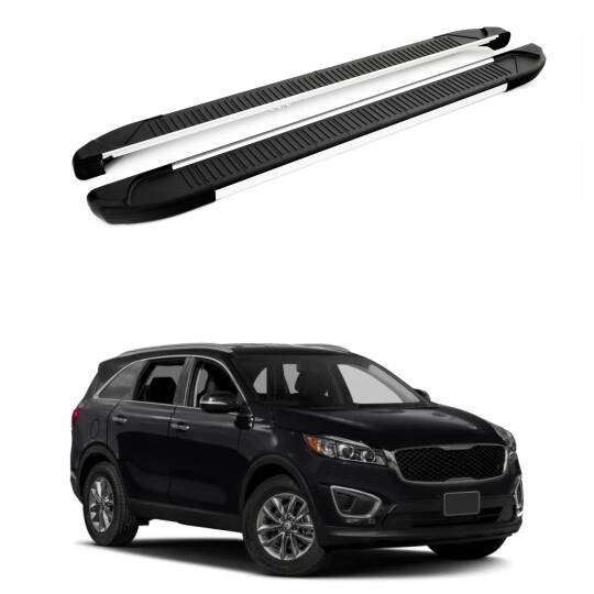 TURTLE Fits Kia Sorento (Xm) [Ru] 2013-2017 Side Step Another Silver