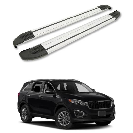 TURTLE Fits Kia Sorento (Xm) [Ru] 2013-2017 Side Step Brillant Silver