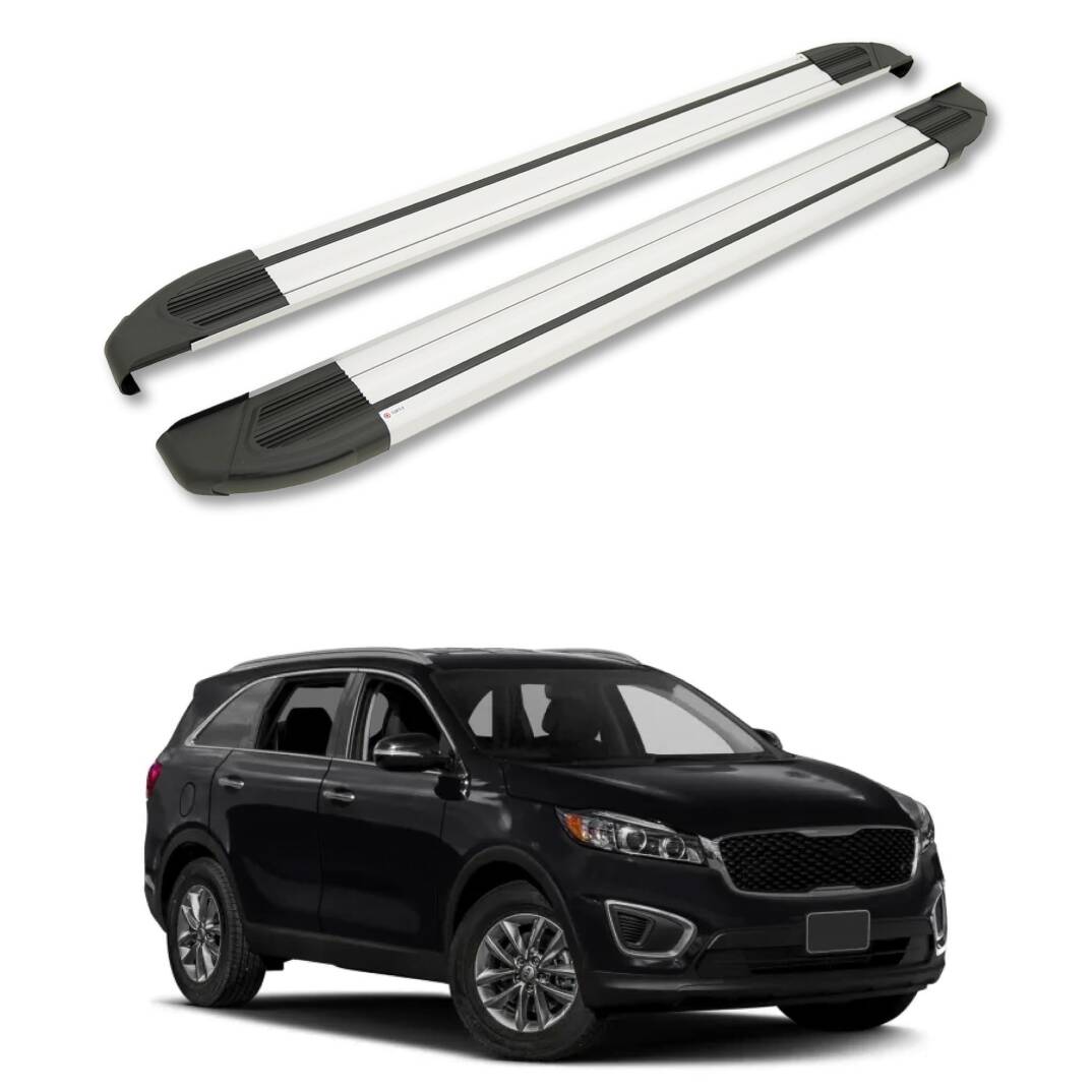 TURTLE Fits Kia Sorento (Xm) [Ru] 2013-2017 Side Step Brillant Silver - 1