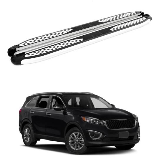 TURTLE Fits Kia Sorento (Xm) [Ru] 2013-2017 Side Step Plus Silver