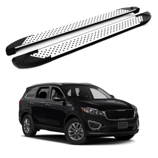 TURTLE Fits Kia Sorento (Xm) [Ru] 2013-2017 Side Step Sapphire V1 Silver