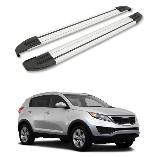 TURTLE Fits Kia Sportage (Sl) 2010-2015 Side Step Brillant Silver