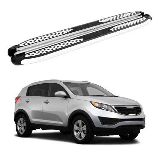 TURTLE Fits Kia Sportage (Sl) 2010-2015 Side Step Plus Silver
