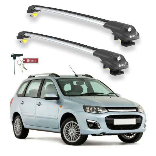 TURTLE Fits Lada Kalina Sw 2013-2018 Roof Rack Air1 Silver