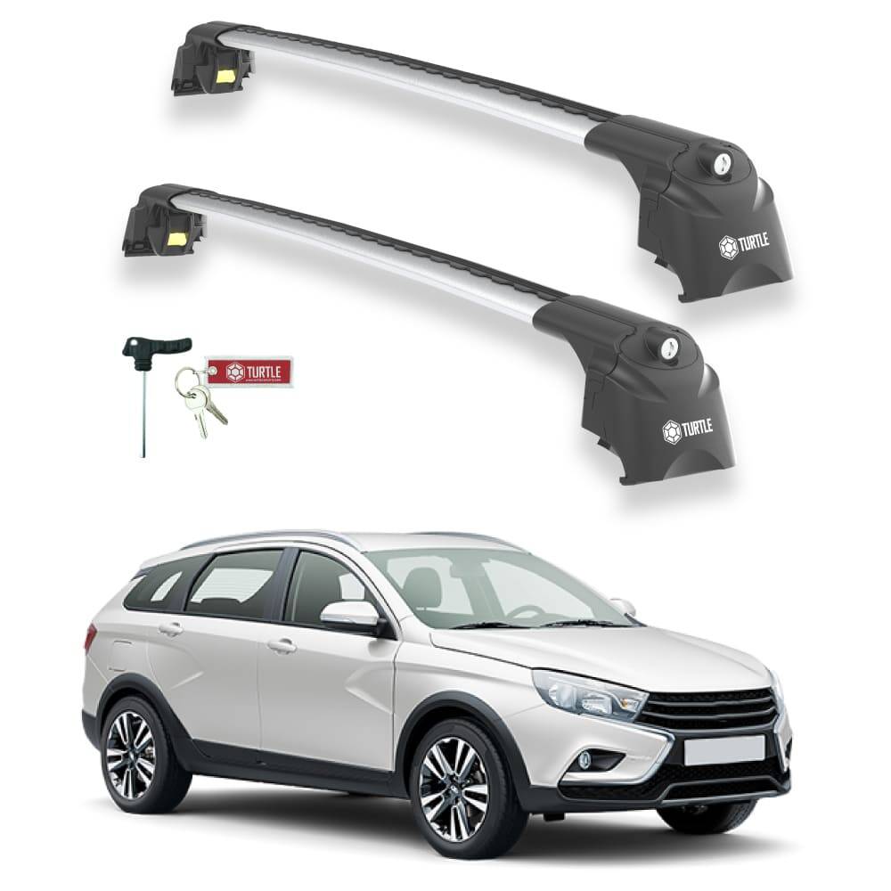 TURTLE Fits Lada Vesta Sw 2017-2025 Roof Rack Air2 Silver - 1