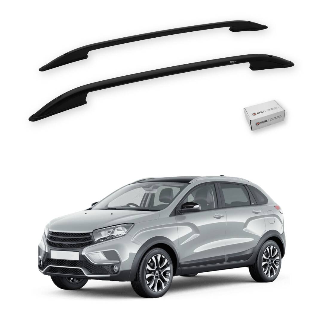 TURTLE Fits Lada Xray 2015-2023 Roof Rail Crown Black - 1