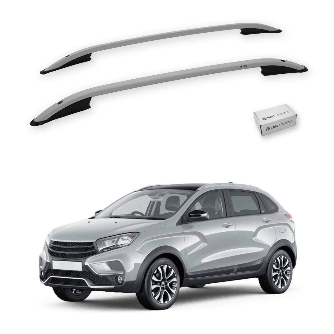 TURTLE Fits Lada Xray 2015-2023 Roof Rail Crown Silver - 1