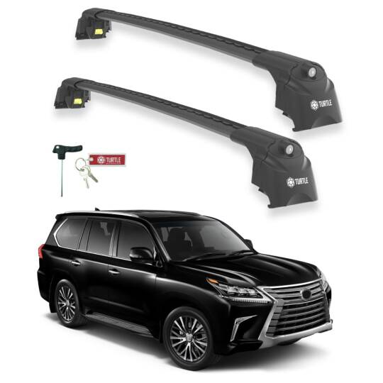 TURTLE Fits Lexus Lx (J200) 2016-2021 Roof Rack Air2 Black