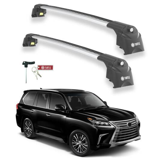 TURTLE Fits Lexus Lx (J200) 2016-2021 Roof Rack Air2 Silver