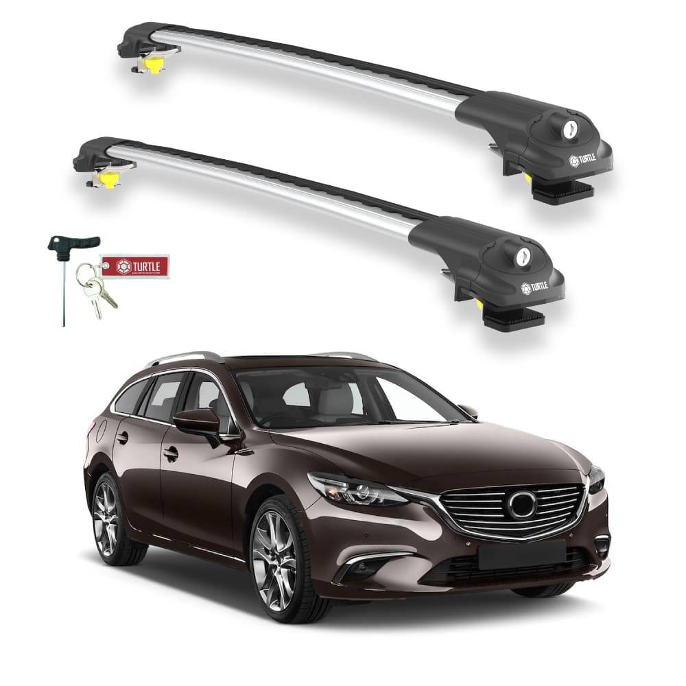 TURTLE Fits Mazda 6 (Gj1/Gl) 2013-2022 Roof Rack Air1 Silver - 1