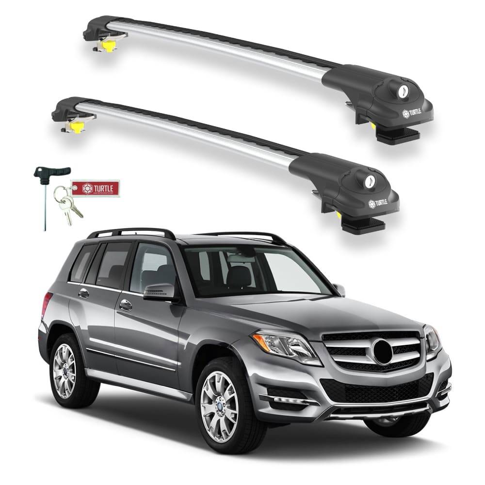 TURTLE Fits Mercedes-Benz Glk-Class (X204) 2009-2015 Roof Rack Air1 Silver - 1