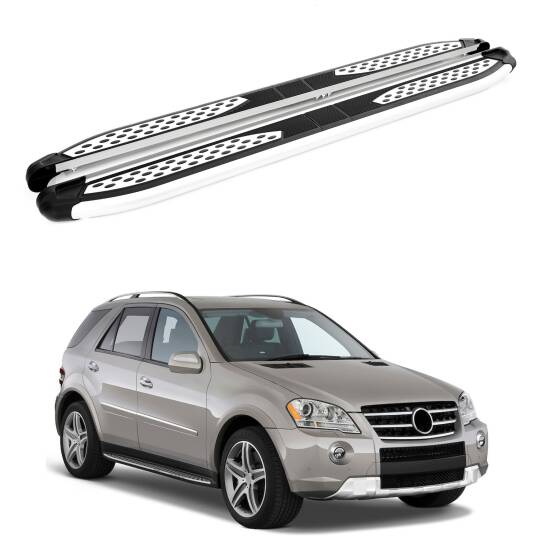 TURTLE Fits Mercedes-Benz M-Class (Ml-W164) 2006-2011 Side Step Plus Silver