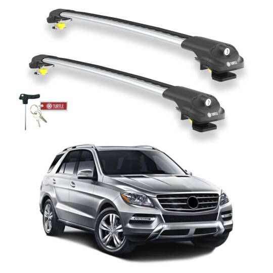 TURTLE Fits Mercedes-Benz M-Class (Ml-W166) 2012-2019 Roof Rack Air1 Silver