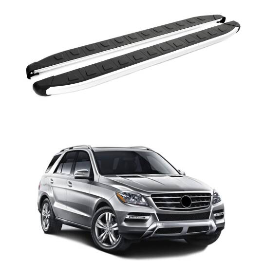 TURTLE Fits Mercedes-Benz M-Class (Ml-W166) 2012-2019 Side Step Alyans Silver