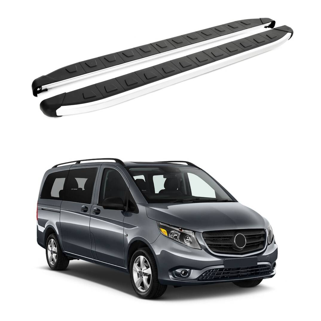TURTLE Fits Mercedes-Benz Metris (W447) 2015-2025 / Lwb Side Step Alyans Silver - 1