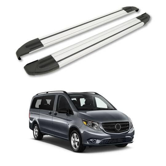 TURTLE Fits Mercedes-Benz Metris (W447) 2015-2025 / Lwb Side Step Brillant Silver