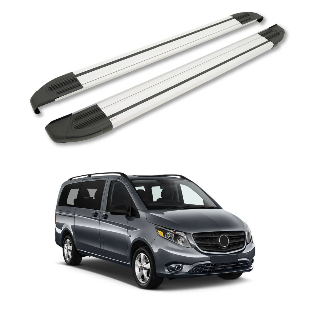 TURTLE Fits Mercedes-Benz Metris (W447) 2015-2025 / Lwb Side Step Brillant Silver - 1