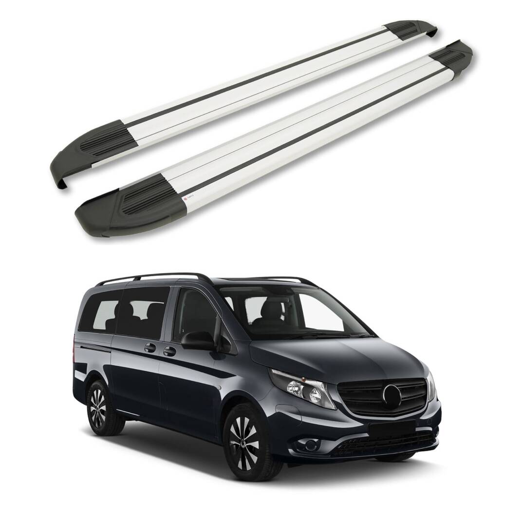 TURTLE Fits Mercedes-Benz Tourmalineer (W447) 2015-2025 / Lwb Side Step Brillant Silver - 1