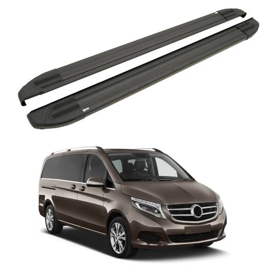 TURTLE Fits Mercedes-Benz V-Class (W447) 2015-2025 / Exlwb Side Step Brillant Black