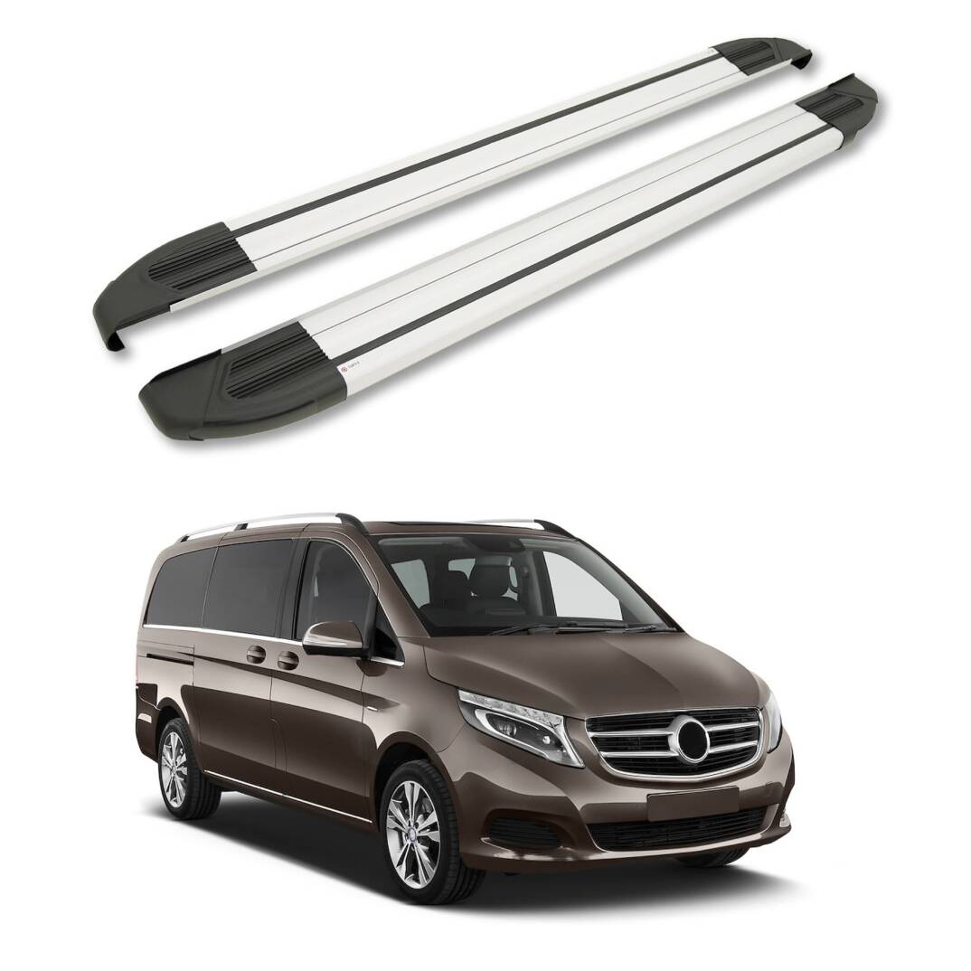 TURTLE Fits Mercedes-Benz V-Class (W447) 2015-2025 / Exlwb Side Step Brillant Silver - 1