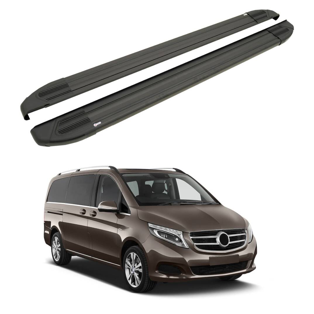 TURTLE Fits Mercedes-Benz V-Class (W447) 2015-2025 / Lwb Side Step Brillant Black - 1