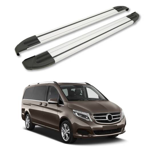 TURTLE Fits Mercedes-Benz V-Class (W447) 2015-2025 / Lwb Side Step Brillant Silver