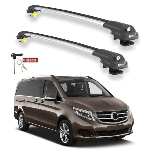 TURTLE Fits Mercedes-Benz V-Class (W447) 2015-2025 Roof Rack Air1 Silver