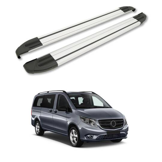 TURTLE Fits Mercedes-Benz Vito (W447) 2015-2025 / Exlwb Side Step Brillant Silver