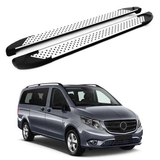 TURTLE Fits Mercedes-Benz Vito (W447) 2015-2025 / Exlwb Side Step Sapphire V1 Silver