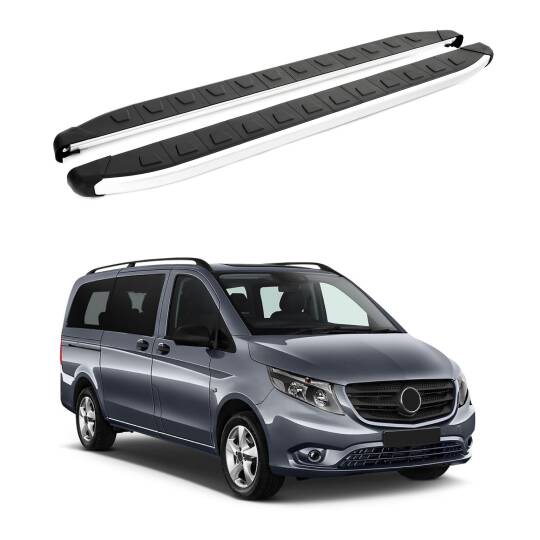 TURTLE Fits Mercedes-Benz Vito (W447) 2015-2025 / Lwb Side Step Alyans Silver