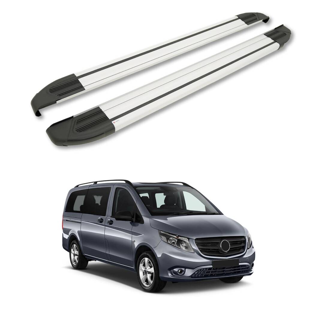 TURTLE Fits Mercedes-Benz Vito (W447) 2015-2025 / Lwb Side Step Brillant Silver - 1