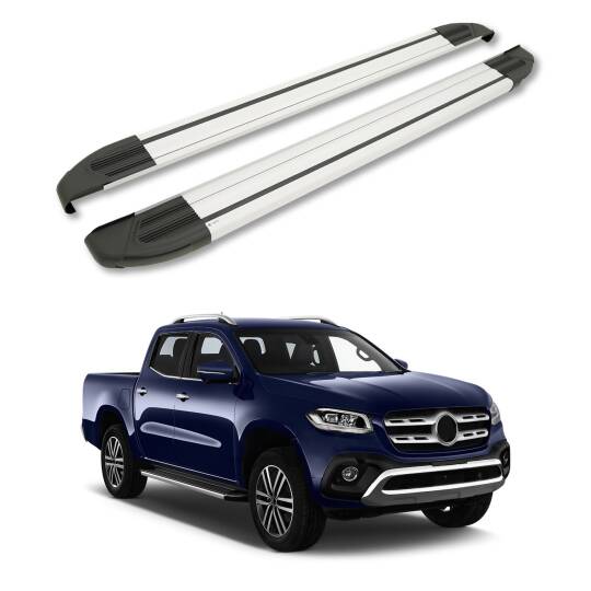 TURTLE Fits Mercedes-Benz X-Class 2018-2020 Side Step Brillant Silver