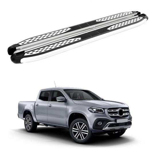 TURTLE Fits Mercedes-Benz X-Class 2018-2020 Side Step Plus Silver