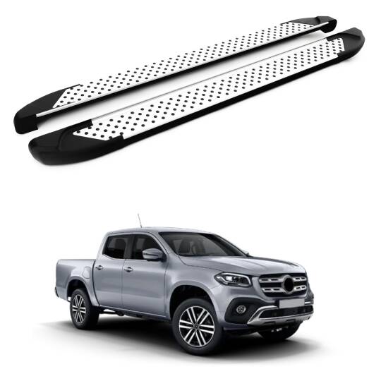 TURTLE Fits Mercedes-Benz X-Class 2018-2020 Side Step Sapphire V1 Silver