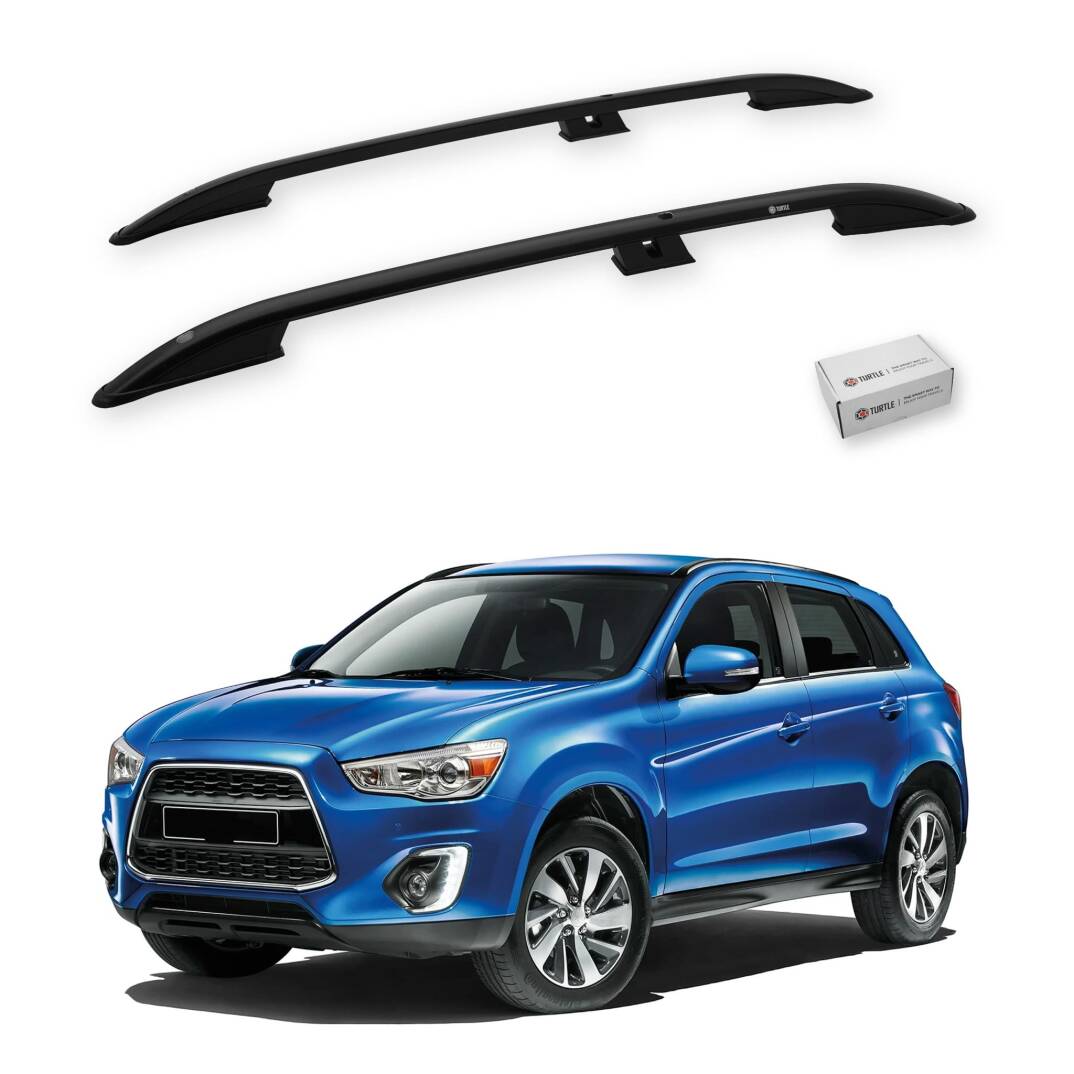 TURTLE Fits Mitsubishi Asx (Ga) 2010-2022 Roof Rail Crown Black - 1