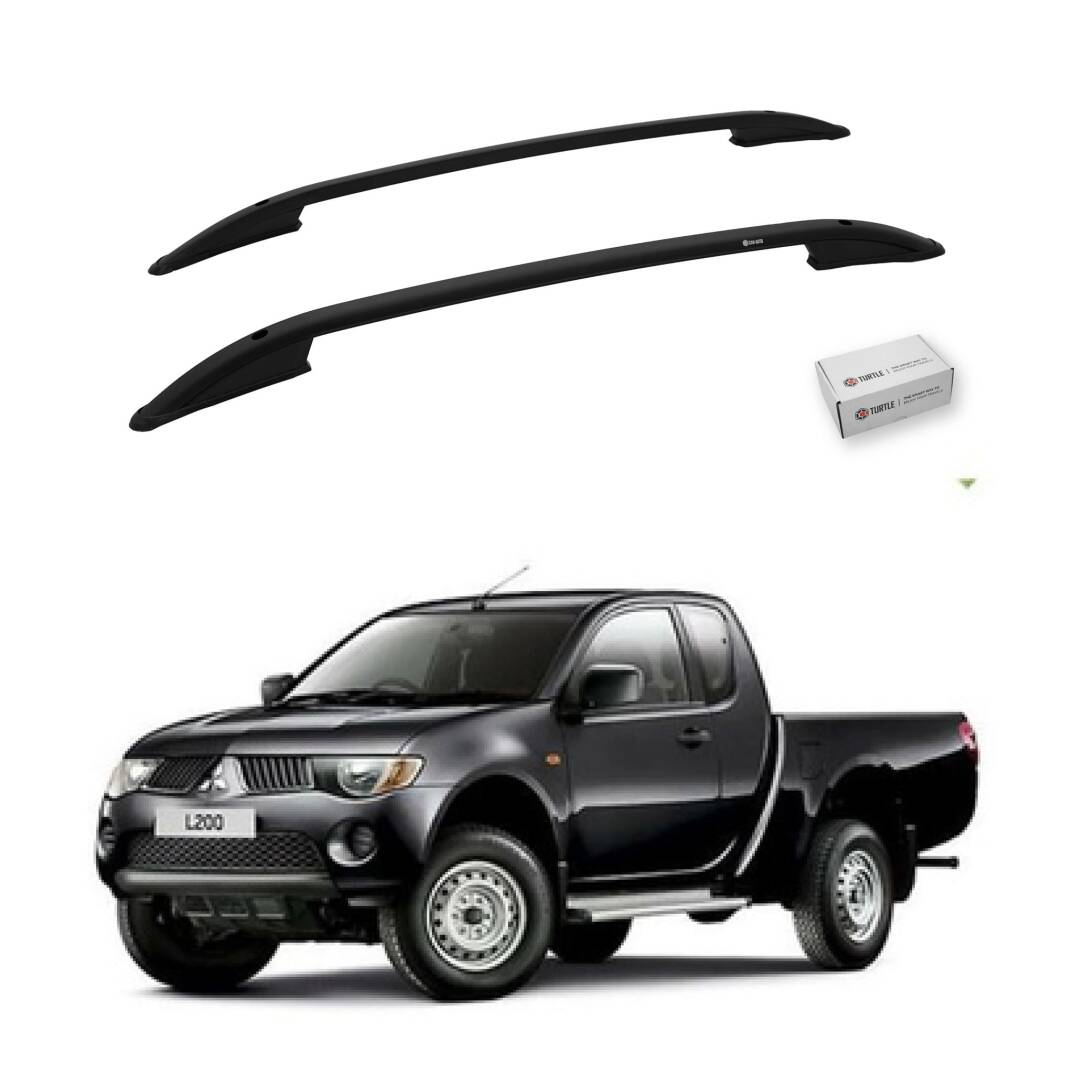 TURTLE Fits Mitsubishi L200 (Mk4) 2006-2014 Roof Rail Crown Black - 1